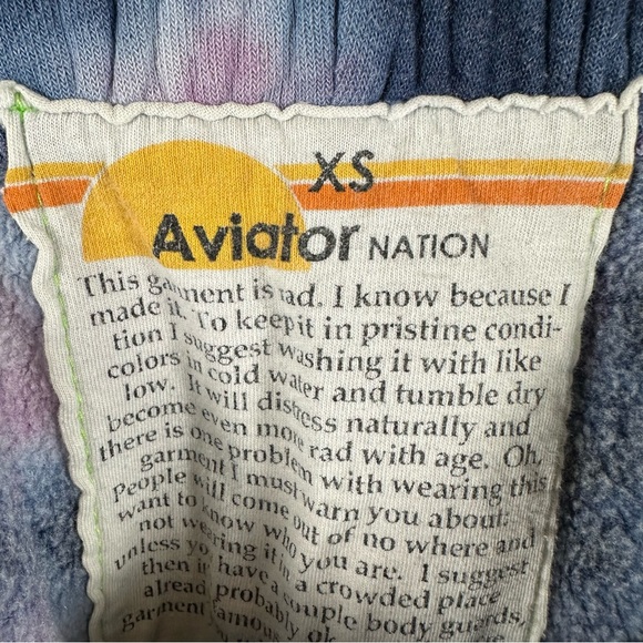 Aviator Nation Hand Dyed Tie-Dye Sweatpants Joggers Comfortable Blue & Purple XS - Picture 4 of 6